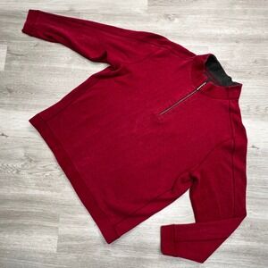 Tommy Bahama Mens Red Quarter Zip Pullover Sweater Size **XLarge READ